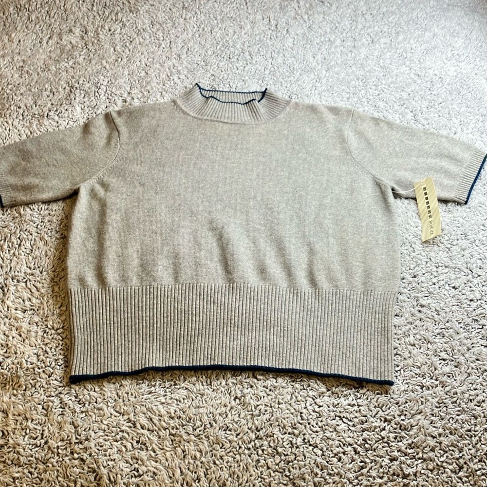 NWT BLUE ICE XL Unisex Wool Cashmere Blend Short Sleeve Sweater